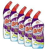 Bref Power WC KraftGel 15x Effekt gegen Schmutz, Kalk und Verfärbungen, WC Reiniger für kraftvolle Reinigung, 5er Pack (5 x 750 ml)