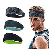 Roysmart Sport Stirnbänder für Herren und Damen, Schweißband Cooling Stretchy Breathable Anti Rutsch für Fitness, Laufen, Wandern,Basketball, Fußball - 3 Pack