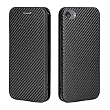 AHUOZ Klapphülle für iPhone iPod Touch 5 6 7, luxuriös, Kohlefaser, PU und TPU, Hybrid-Hülle, vollständiger Schutz, stoßfest, Klappschutzhülle für iPod Touch 5 6 7 (Farbe: schwarz)