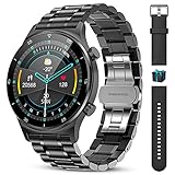 LIGE Smartwatch Herren, Schwarz Edelstahl Fitness Tracker Smarte Herrenuhr,IP67 Wasserdicht Activity Sportuhr, Herzfrequenz, Schrittzähler, Kalorien,1,3' Voll-Touchscreen für iOS