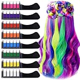 8 Stück Haarkreide Kamm mit Deckel, EBANKU Temporär Haarfarbe Kreide Haarkreide Auswaschbar Temporäre Einmalige Haar Colorationen Ungiftig Haarfarbe für Kinder Mädchen Party Cosplay
