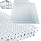 KESSER® 14x Polycarbonat Hohlkammerstegplatten 4mm | 10,25 m² Doppelstegplatte - 1210x605 | Stegplatte Gewächshausplatte | stoßsicheren und UV-beständigen | Für Gewächshaus Gartenbau Carports usw