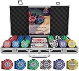 Bullets Playing Cards - Designer Pokerkoffer Tony Deluxe Pokerset mit 300 Clay Pokerchips, Poker-Anleitung, Dealer Button und Bullets Plastik Pokerk