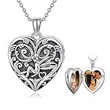 SOULMEET Personalisierte S925 Sterling Silber Blume Fee Herz Medaillon Halskette, die Bild Fotos Schmuck Geschenk für Frauen Mädchen hält H