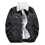 MAYOGO Herren Sherpa Jacke The Trucker Jacket Fleece Warm Gefüttert Classics Herren Jeansjacken Winter Denim Jacket Gefütterte Jeans Jacke Winterjacke (Schwarz, XXL)