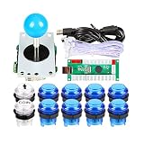 EG STARTS 1 Spieler USB LED Encoder zu PC-Spiele Blaue Aufkleber Controller + 10x LED beleuchtet Tasten für Arcade Joystick DIY Kits Teile Mame Raspberry