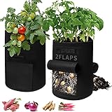 2X60L Kartoffel Pflanzsack Für Kräuter Pflanzen Tasche, Kartoffel Pflanzsack Ø38cm 51cm Höhe Atmungsaktiv Pflanzsack aus Vliesstoff Gemüse Pflanztasche mit 2 Fenster Erdbeere Pflanzsack