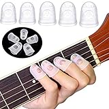 silikon gitarren fingerschutz,gitarre fingerspitzen,fingerschutzkappen,gitarren fingertip protektoren,fingerschutz für ukulele,fingerschutz für bass, 5 Größen 40 Stücke (Durchsichtig)