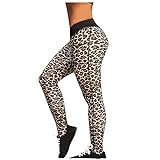 Leggings Frauen Leopardenmuster Hip Lifting Yoga Hose Sportswear Leggings ( XXL,Khaki )