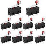 CYWVYNYT 10 Stücke Mikro Schalter Endschalter mit Momentanem Roller Hebel Arm SPDT 1NO 1NC AC 250V 5A Snap Aktion Scharnier Mini Rollenhebel Lever Arm W
