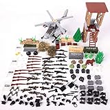 FunMate WW2 Militär Minifig Custom Waffen Kit, mit Kampfjets und Wachtürmen, 175 Teilen Minifiguren Soldaten SWAT Waffen Set Kompatibel mit Lego Militär Minifig