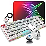 Mechanische Blue Switch Gaming-Tastatur Maus Combo Logo Laserskulptur 68 Tasten Abnehmbare Typ-C-Kabel 18 RGB-Effekte Volle Tasten Anti-Ghosting-Tastatur +12000 DPI RGB Leichte Wab