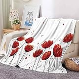 Kuscheldecke Flauschig Groß Mohnblumen Fleecedecke Decke Sofa,Warm Sherpa Sofaüberwurf Decke, Decke Flauschig Mikrofaser Wolldecken für Couch(150x200cm)