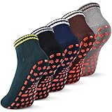 5 Paar rutschfeste Socken für Frauen, Yoga-Socken mit Griffen, rutschfeste Griffsocken, Pilates-Socken, Krankenhaus-Socken, 5 Farben, Dunkle Farben, Einheitsgröß