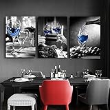 Leinwand Gemälde Romantische Schwarz Weiß Weingläser Moderne Leinwand Kunst Bilder Galerie Esszimmer Bar Dekoration-50x70cmx3 R