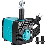 IREENUO Aquarium Pumpe - 1200L/H Wasserpumpe Tauchpumpe für Teich Brunnen Aquarium Garten mit 13&16 mm Wasser Dü