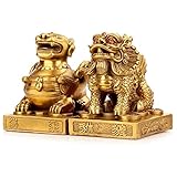 EIN Paar Pixiu/Piyao Pure BHS chinesische Feng Shui Statuen Sammeln von Figur for Zuhause und Büro Feng Shui Decor Anziehen Reichtum und Glücksstatuen111 0707 (Size : L)