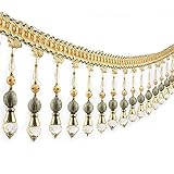 Fransenborte mit langen Perlen und Quasten, Vorhangband für Abdeckungen, dekorativ, 2,7 m (Gold)