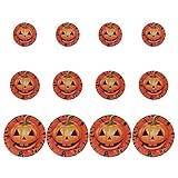 Amosfun 1 Set 12 Blatt Kürbis Muster Halloween Wandtattoo Aufkleber Bodenaufkleber Kreative Halloween Wanddekoration Halloween Zubehör für Home Restaurant Party (Orange) Party F