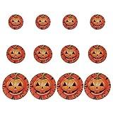 Amosfun 1 Set 12 Blatt Kürbis Muster Halloween Wandtattoo Aufkleber Bodenaufkleber Kreative Halloween Wanddekoration Halloween Zubehör für Home Restaurant Party (Orange) Party F