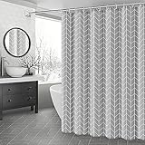 Moowarlt 180x200 cm Schöne Drucken Anti Schimmel Duschvorhang für Dusche und Badewanne, Verdicken Polyester Textil Wasserdicht Duschvorhänge mit 12 Ringe, Grau Nicht Durchsichtig Shower C