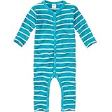 wellyou, Schlafanzug, Pyjama  Jungen und Maedchen, Einteiler langarm, Baby Kinder, tuerkis weiss gestreift, geringelt, Feinripp 100% Baumwolle, Gr 104-110