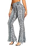 FITTOO Damen Bootcut Yogahosen Straight-Bein-Jogginghose Ausgestelltem Bein Yoga Hose Nakt weich - Schlangen (Weiß) S