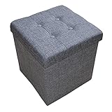 Style home Sitzhocker Sitzbank mit Stauraum, Faltbare Aufbewahrungsbox Sitztruhe Sitzwürfel Fußablage, belastbar bis 300 kg, Leinen, 38 * 38 * 38 cm (Grau)
