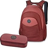 DAKINE 2er Set Rucksack Schulrucksack Laptoprucksack 25l Prom + School CASE Mäppchen Burnt R