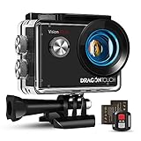 Dragon Touch Action Cam 4K 20MP EIS Unterwasserkamera 30M Wasserdicht WiFi Action Kamera mit 2.4G Fernbedienung 170° Weitwinkel, 4X Zoom, 2 Akkus und Zubehö