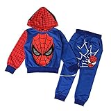 AEIL Jungen Casual Trainingsanzug Hoodies Kinder 2 Stück Outfit Spiderman Cosplay Set Langarm Sport Anzug Kleidung O