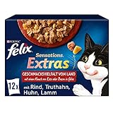 FELIX Sensations Extras Katzenfutter nass in Gelee, Sorten-Mix, 6er Pack (6 x 12 Beutel à 85g)