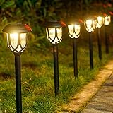 Solarleuchten Garten, 6 Stück Solarlampen für Außen Wasserdichte Solar Landschaftslicht Solar Wegeleuchte Decorative für Rasen, Terrasse, Weg, Garten, Gehweg, Auffahrt, Warmweiß