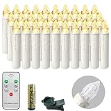 UISEBRT 30er LED Weihnachtskerzen mit Fernbedienung Kabellos Warmweiß Kerzen Flammenlose für Weihnachtsbaum, Weihnachtsdeko, Hochzeitsdeko, Geburtstags, Party, Feiertag (30er mit Batterie)