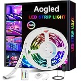 Aogled LED Streifen 5m,RGB LED Strip Lichterkette 12v 5050 LEDs Farbwechsel Kit mit 24 Tasten Fernbedienung und Netzteil,Stimmungslicht LED-Lichtband für Küche DIY Dekoration Innendek