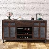 Modernes Küchen-Sideboard Buffet Entertainment Center mit Aufbewahrungsschrank, Holz Sideboard Teilmassiv mit Ausdrucksstarker Kommode für Wohnzimmer, Dunkle W