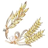 Hilloly Goldene Weizenohrbrosche 2 Pcs Perle Broschen Kristallbrosche Kleidungszubehör Elegante Kristallglasbrosche Retro Einfache Wildnadelbrosche Partys Schmuck G