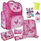 Butterfly - Schmetterling - SCOOLI Undercover CLOU Schulranzen-Set 8tlg. mit TRINKFLASCHE und REGENHÜLLE - Hausaufgabenheft GRATIS DAZU