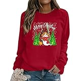 Weihnachtspullover Damen, Pullover Damen Herbst, Weihnachtsbaum Rudolph Muster Teenager Mädchen Weihnachtspulli Winter Christmas Lässiger Sweatshirt Langarmshirt Streetwear Blouse Festliche Geschenk