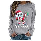 Sweatshirt Damen Ohne Kapuze Weihnachtspullover Weihnachts Bedrucktes Pulli Hässlicher Lustige Pullover Teenager Mädchen Shirt Langarm Rundhals Weihnachtspulli Xmas Pulli Sweater Top