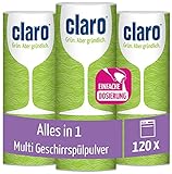 Claro Multi Alles-in-1 Geschirrspül-Pulver - Phosphatfrei & Umweltfreundlich - Öko-Spülmaschinen-Pulver - 3x 800 g