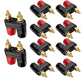 RUNCCI-YUN 10 Paare Lautsprecher terminal, buchsen für bananenstecker,AMP Terminal Endstufe 2-Weg Bananenstecker-Jack,Audio Lautsprecher Terminal bananenbuchse Panelmontage (Schwarzes rotes)