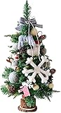 Tischplatte Künstlicher Weihnachtsbaum Vollbaum mit hängenden Ornamenten Stabiler Beckensockel Weihnachtsbaum für Weihnachtsdekoration 60cm Grü