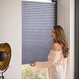 Relaxdays Plissee Rollo ohne Bohren, Klemmfix zum Kleben, Faltrollo lichtdurchlässig, Faltstore grau, BxH: 90 x 210