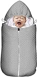 Makeupart Kinderwagen Warmer Fußsack Sack, Neugeborenen Strick Wickeldecke Kinderwagen Wickelschlafsack Mit Reißverschluss Für 0-6 Monate Babys (Color : Gray)