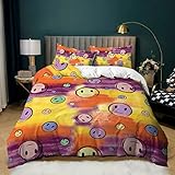 BHXXMGG Bettwäsche 220x240 cm Bunte Smileys Mikrofaser 3 teilig Bettbezug 220x240 cm mit Reißverschluss mit 2 Kissenbezug
