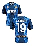 Trikot Inter Joaquìn Correa 19 Home 2021 2022 Offizielle Nachbildung (Größe 2 4 6 8 10 12 Jahre Kinder Jungen) (Größe S M L XL XXL Erwachsene) Blau, Schwarz, Gold 100% Poly