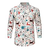 WANGSHE Hässliches Weihnachtskleid für Herren mit langen Ärmeln, Knopfleiste, Weihnachtsmann, Schneemänner, bedruckt, Tops, h, L