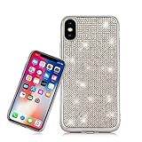 LCHDA für iPhone 6 6S Diamant Hülle,Handyhülle Apple iPhone 6 6S Glitzer Strass Bling Bling Case Glänzend Durchsichtig Kristall Steine Silikon Hardcase Schutzhülle Mit Silber Bump