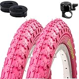 2 x Roverstone 20' Fahrradreifen Fahrradmantel rosa 54-406 (20 x 2,125) + 2 Schläuche DV inkl. Fahrradkling